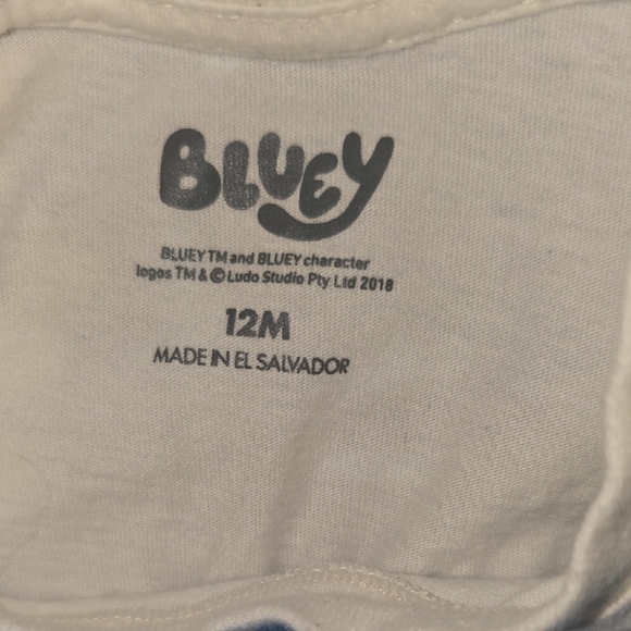 Bluey Kids Short Sleeve Tee - White with Blue Graphic - Picture 2 of 4
